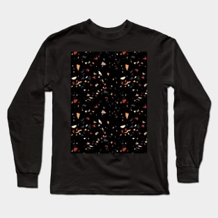 Terrazzo Pattern Black Long Sleeve T-Shirt